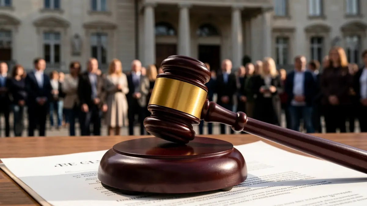 Imatge genèrica d'un martell de jutge sobre documents legals.