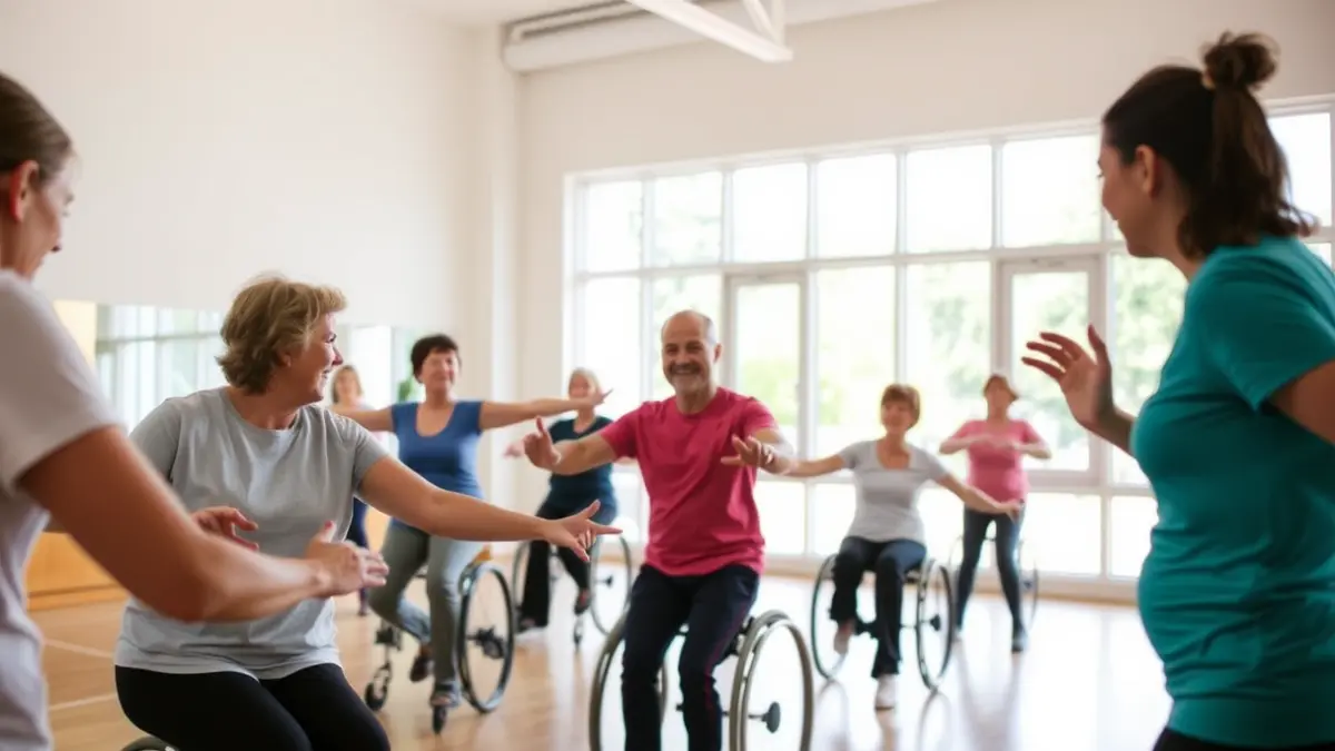 Generic image of people performing adapted physical activity in a sports hall.