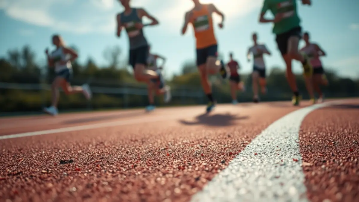 Imagen genérica de una pista de atletismo con corredores desenfocados al fondo, con luz de mañana.