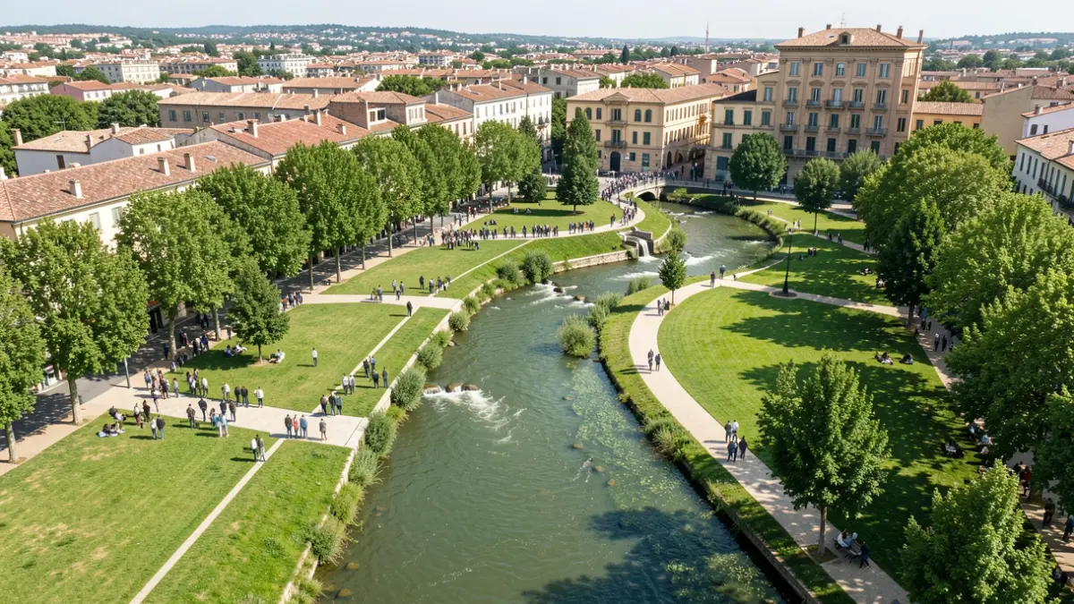 Generic image of an urban park designed for flood management.