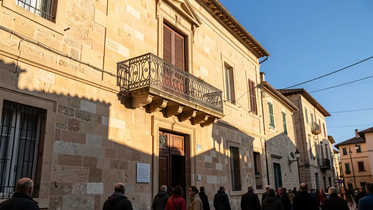 Facade of the Oropesa Town Hall on a sunny afternoon.