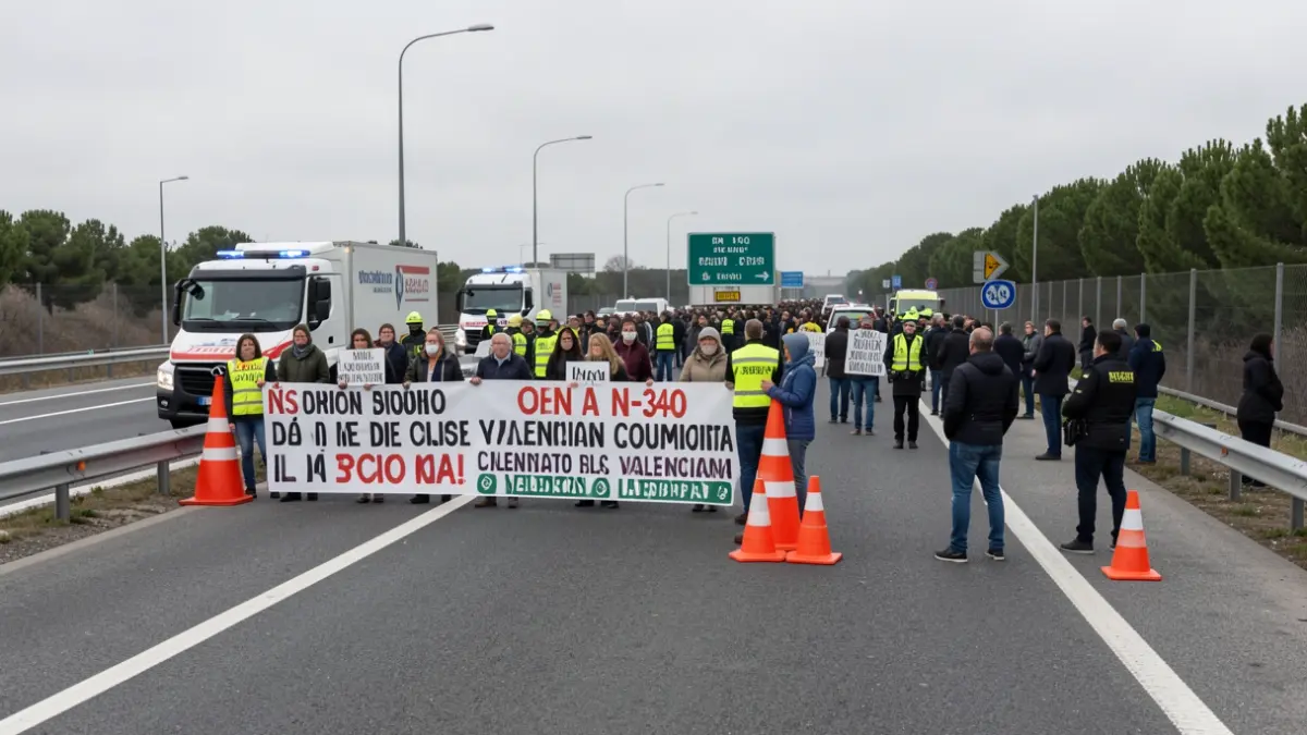 Imatge genèrica de manifestants bloquejant una carretera.