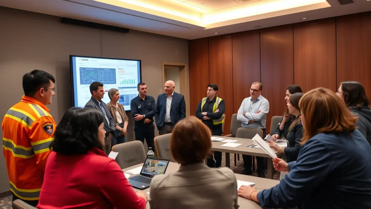 Imagen genérica de una reunión de profesionales en un taller de formación sobre emergencias.