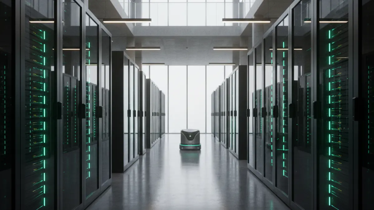 Imatge genèrica d'un centre de dades modern amb servidors il·luminats, que representa la tecnologia i la ciberseguretat.
