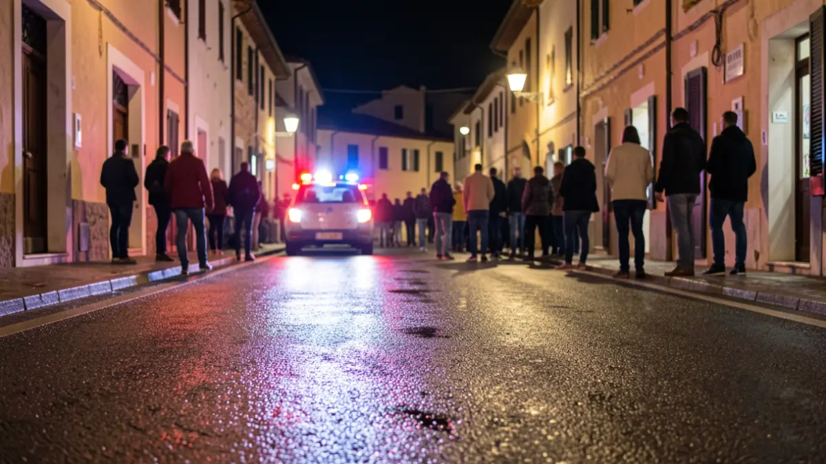 Generic image of emergency lights on wet asphalt.