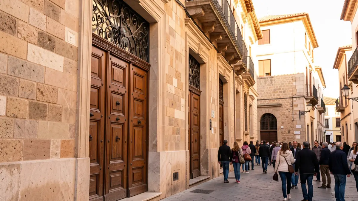 Generic image of the Torres dels Serrans facade with wood and ironwork details.