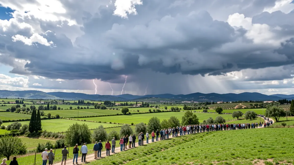 Imagen genérica de nubes de tormenta sobre un paisaje rural valenciano.