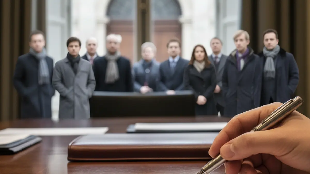 Generic image of a hand with a pen over a document, symbolizing negotiation or agreement.