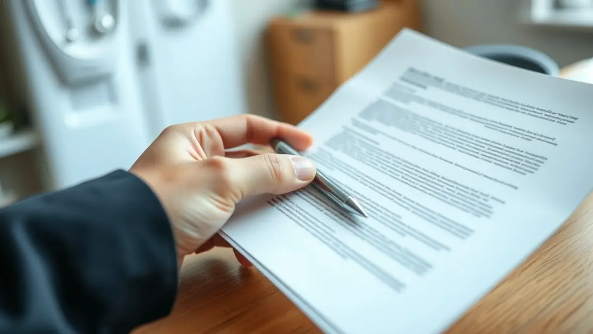 Generic image of a hand holding a document in a medical office.