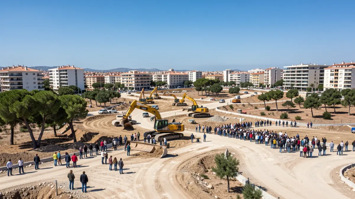 Imatge genèrica d'obres d'urbanització en una ciutat mediterrània.