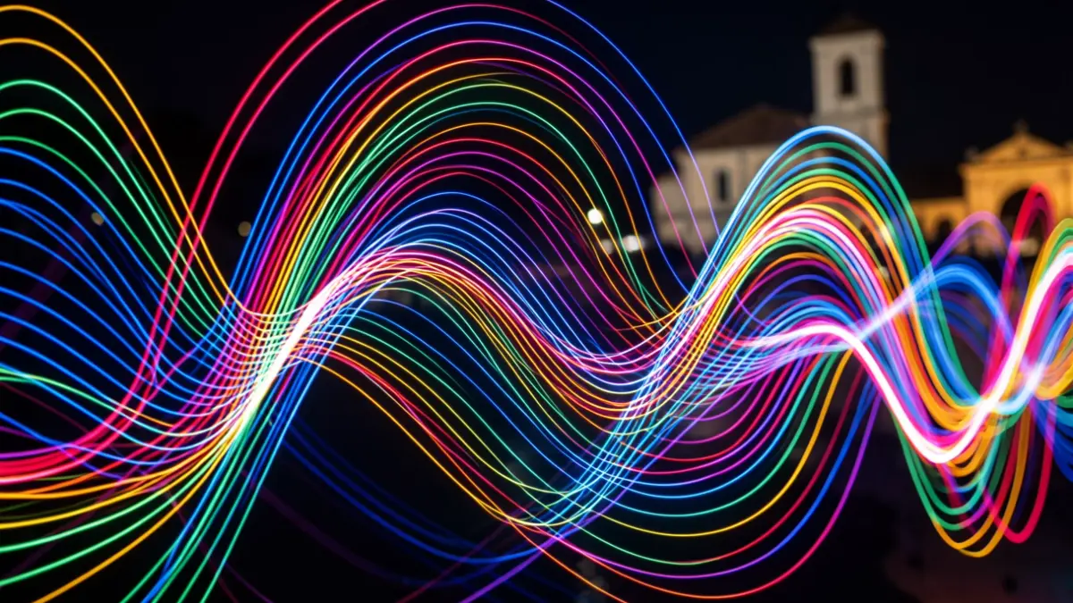 Imatge genèrica d'art electrònic i contemporani amb formes abstractes de llum.