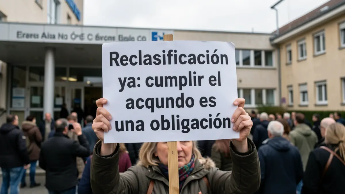 Imagen genérica de pancartas de protesta frente a un hospital.