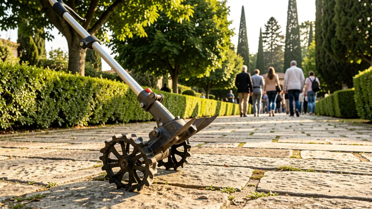 Generic image of gardening tools in an urban park.