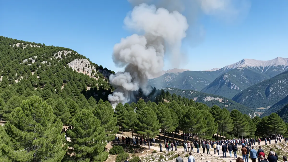 Imatge genèrica d'una columna de fum sobre una zona forestal.