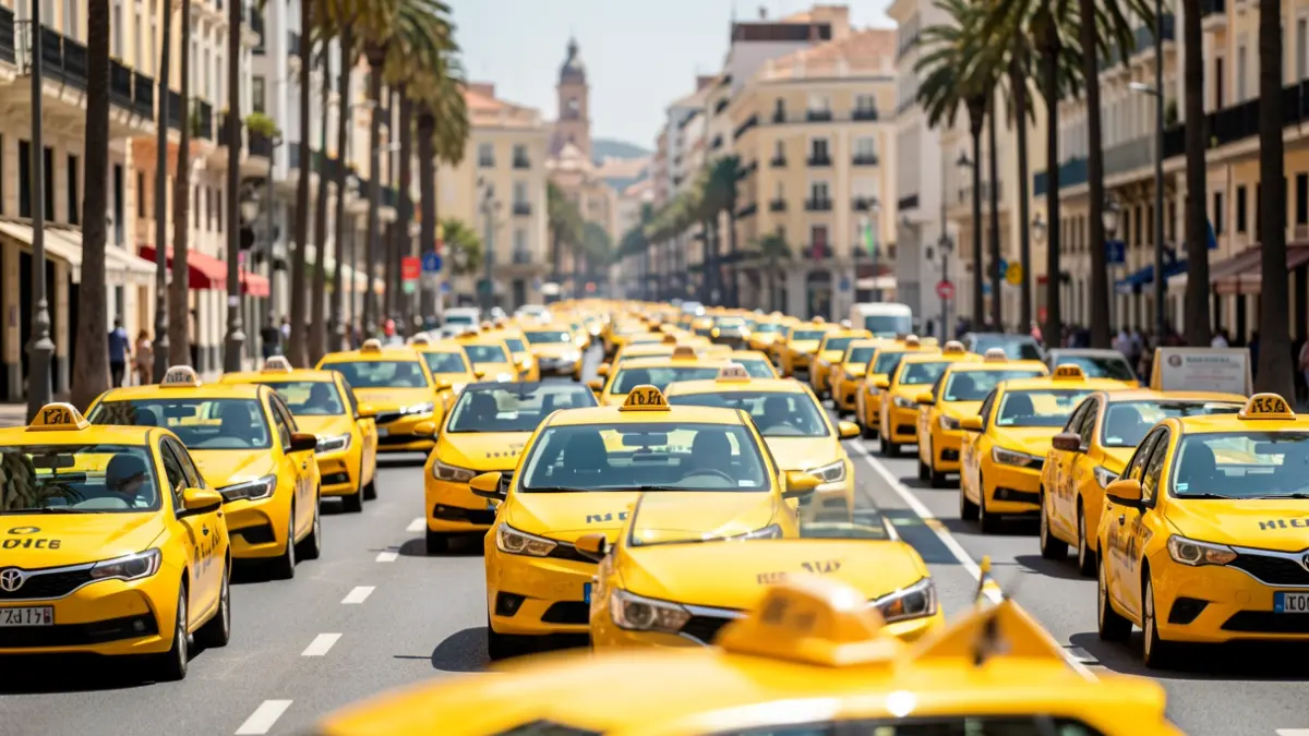 Imagen genérica de taxis llenando una calle de València.