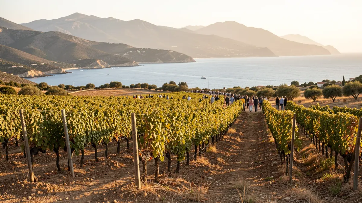 Generic image of vineyards in La Marina Alta with the sea in the background.
