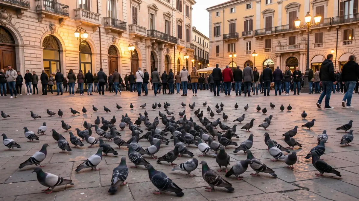 Imagen genérica de palomas en una plaza de Valencia.