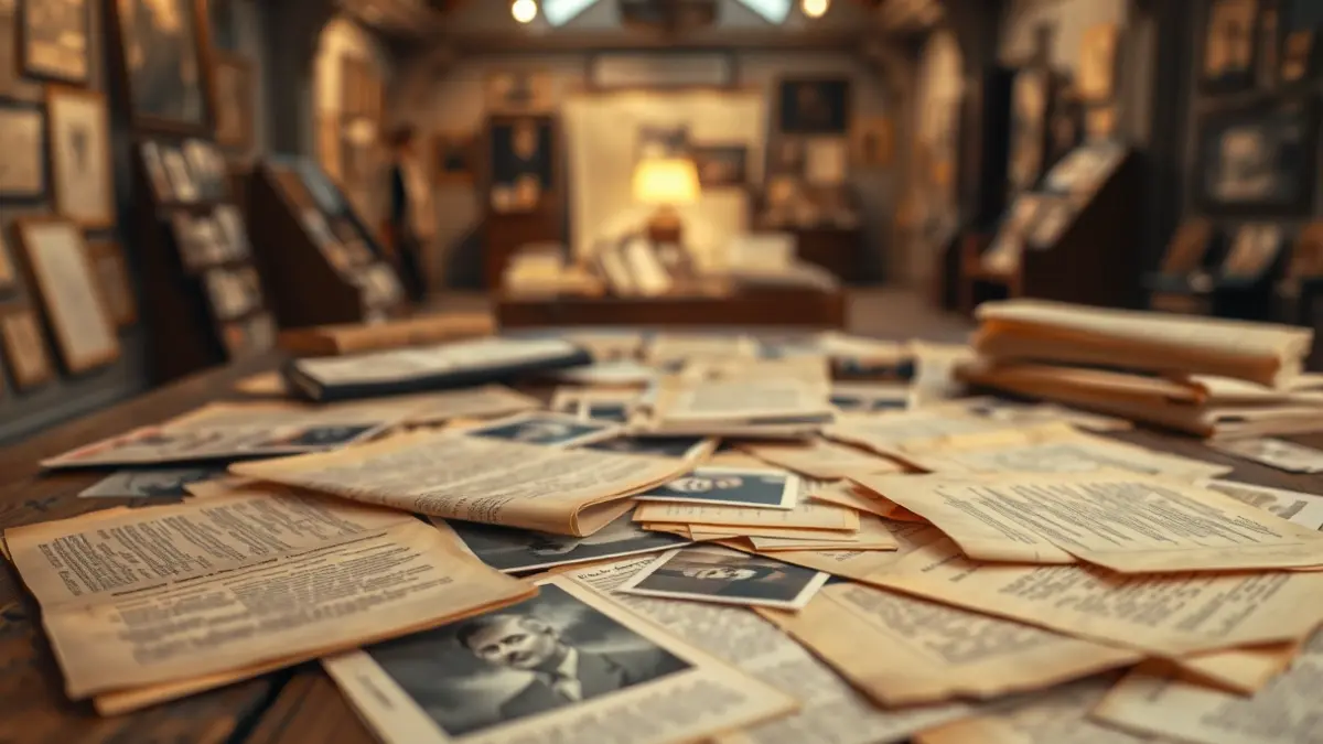 Image of old archives and photographs representing the history of Chernobyl children.