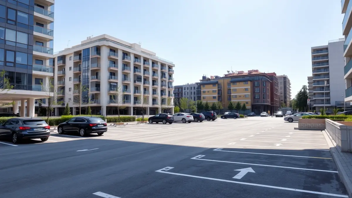 Imatge genèrica d'una zona d'aparcament urbana moderna i ben il·luminada.