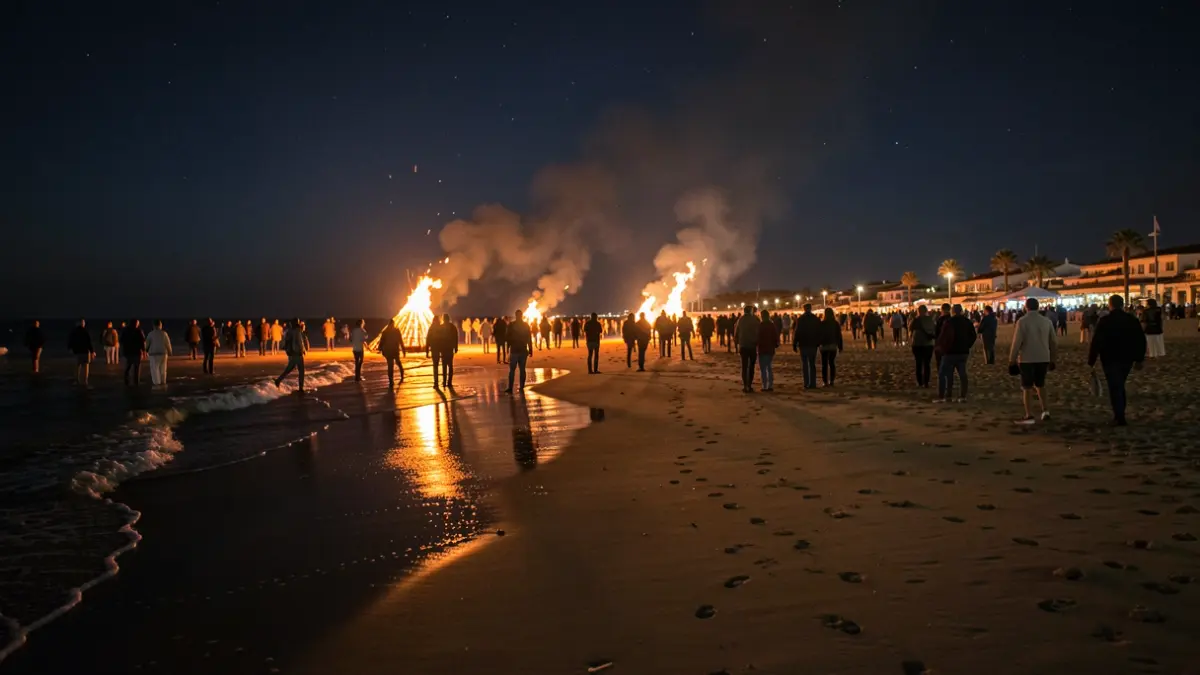 Imatge genèrica de la nit de Sant Joan a la platja amb fogueres.