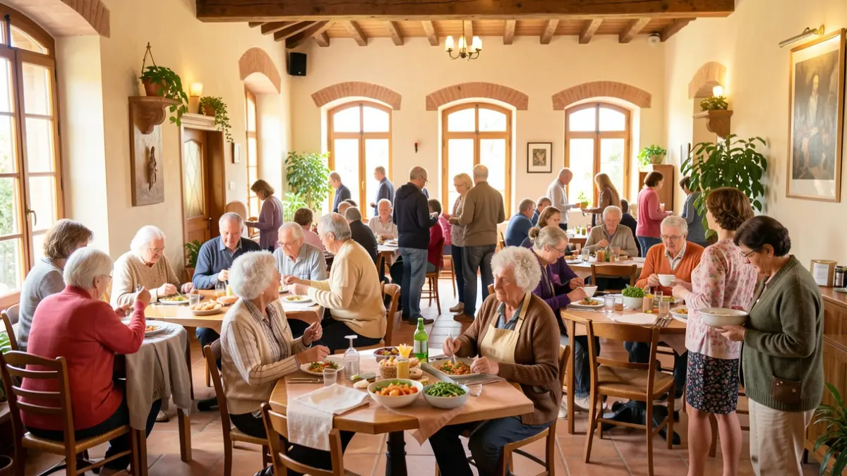 Imatge genèrica d'un centre comunitari amb persones grans participant en tallers.