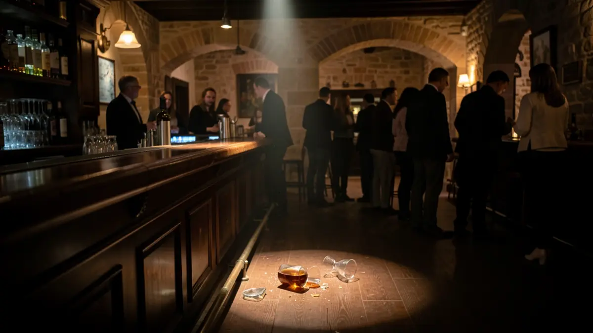 Imatge genèrica d'un interior de bar amb signes d'altercat.