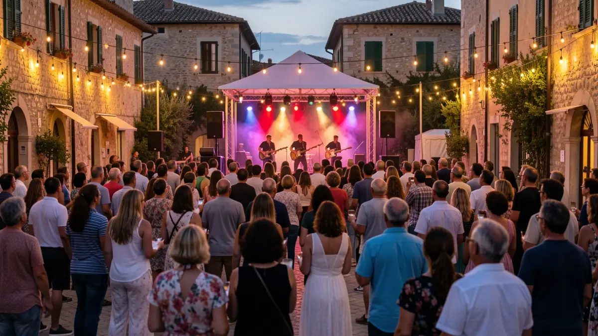 Imatge genèrica d'un festival de música a l'aire lliure en una plaça mediterrània.