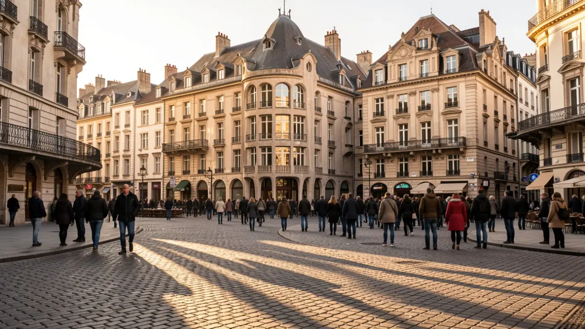 Imatge genèrica d'una plaça europea amb arquitectura modernista.