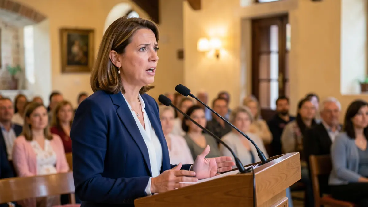 Imatge genèrica d'una candidata política parlant en un acte públic.