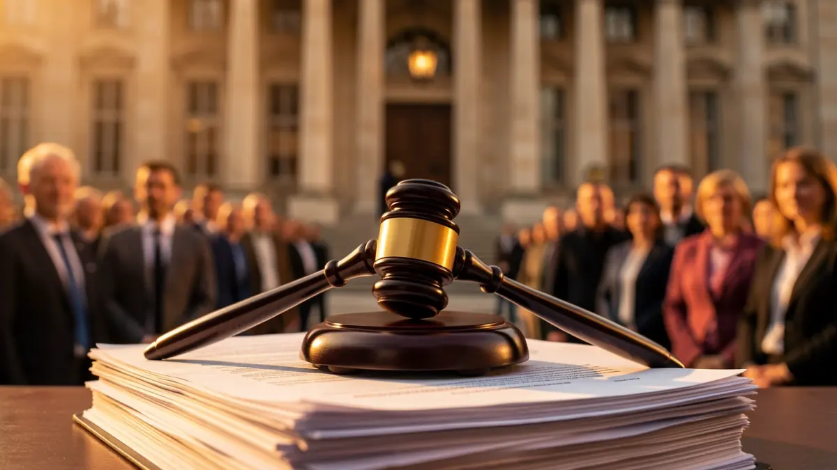 Imatge genèrica d'un martell de jutge sobre documents legals.