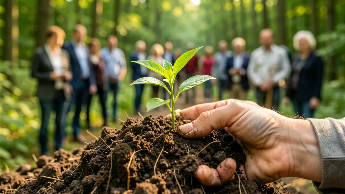 Generic image of ecological restoration with a plant and soil.