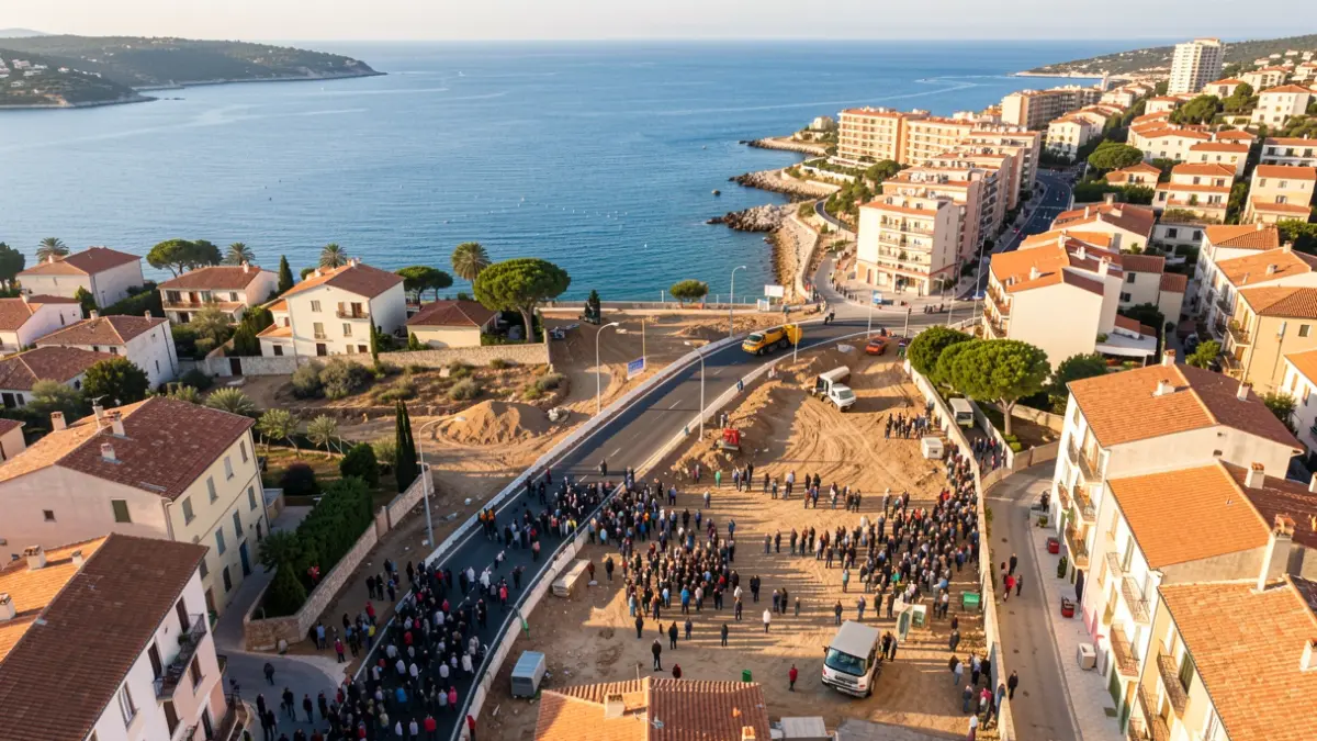Generic image of road construction in a Mediterranean coastal town.
