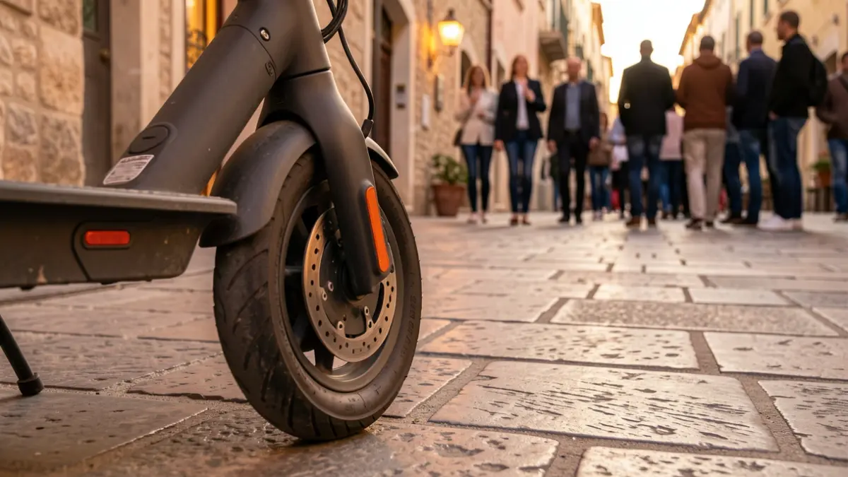 Generic image of a Mediterranean street lit at dusk.