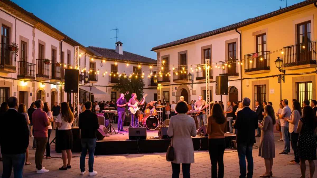 Imagen genérica de un escenario exterior en una plaza mediterránea al atardecer.