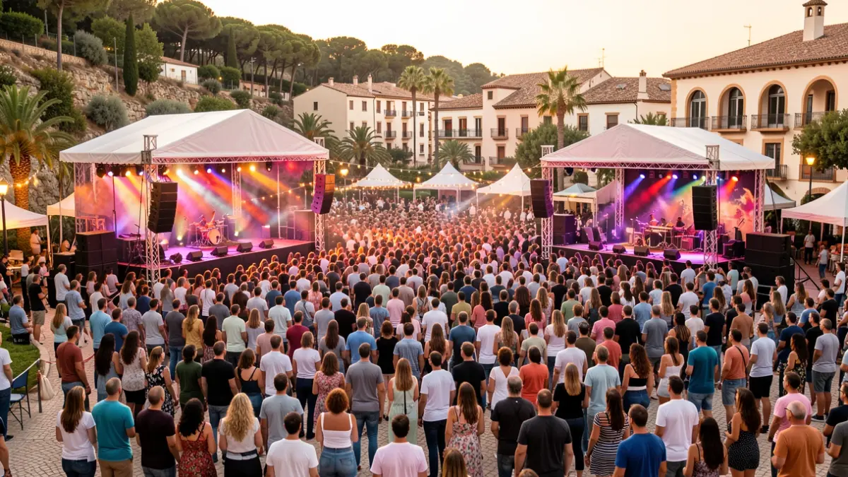 Imatge genèrica d'un festival de música a Torrent amb escenaris i públic.