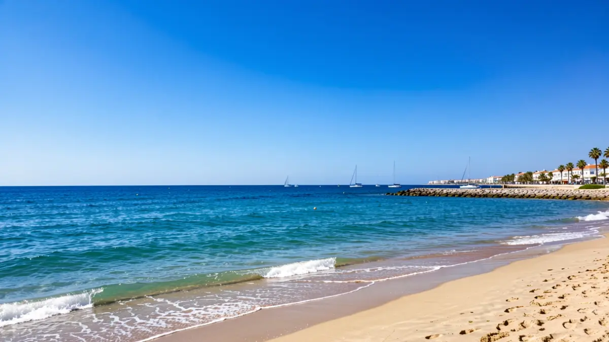 Imagen genérica del cielo azul y la costa de Santa Pola con sol.