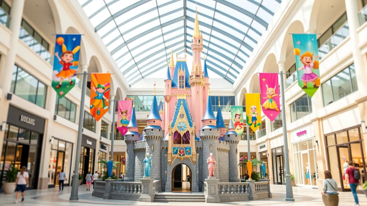 Castillo de fantasía en el centro comercial Bonaire durante el evento Magic Fun.