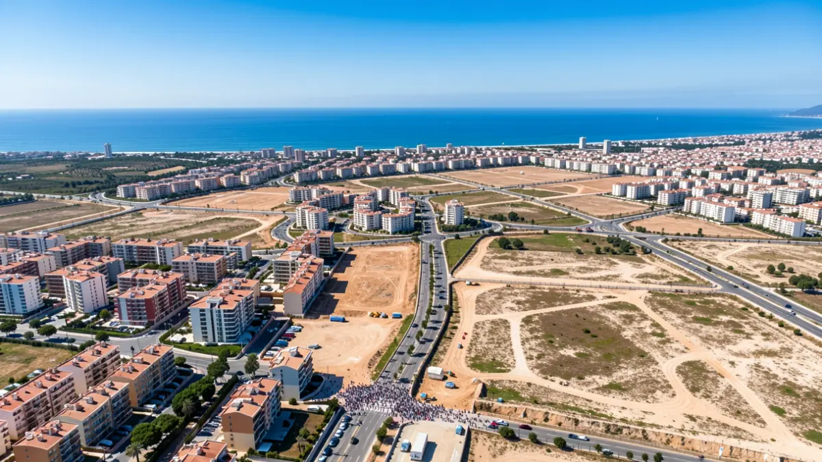 Vista aèria d'una zona d'actuació urbanística costanera a la Comunitat Valenciana.