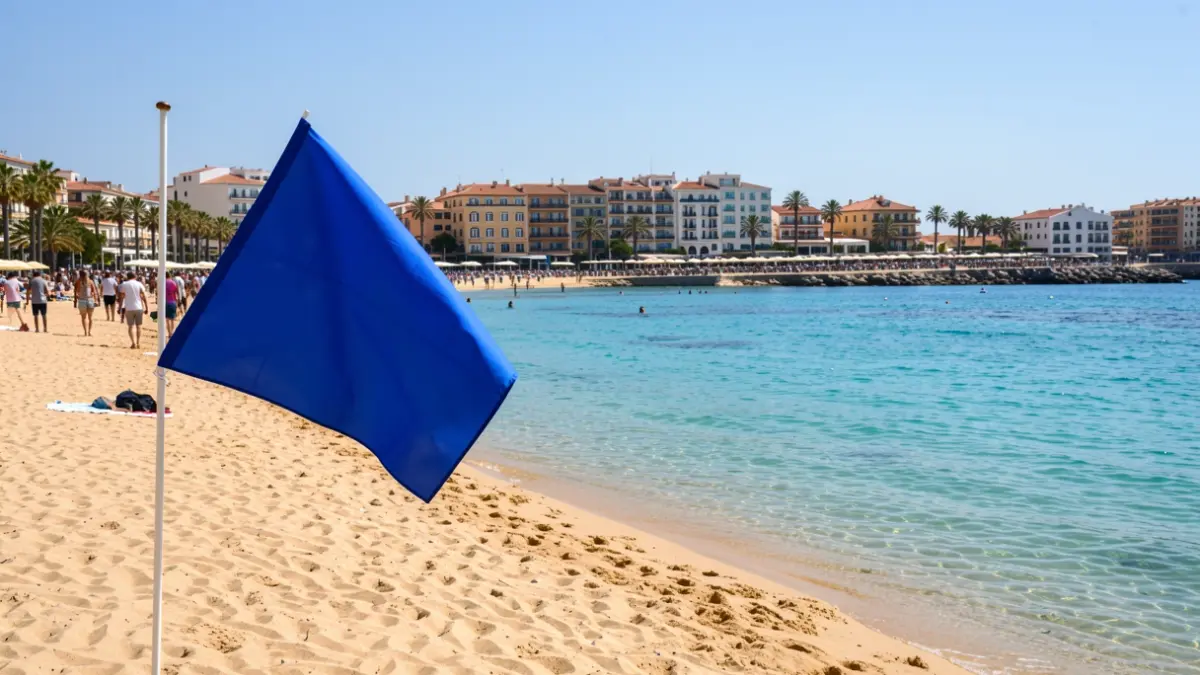 Imagen genérica de la playa de Burriana con la Bandera Q de Calidad Turística.