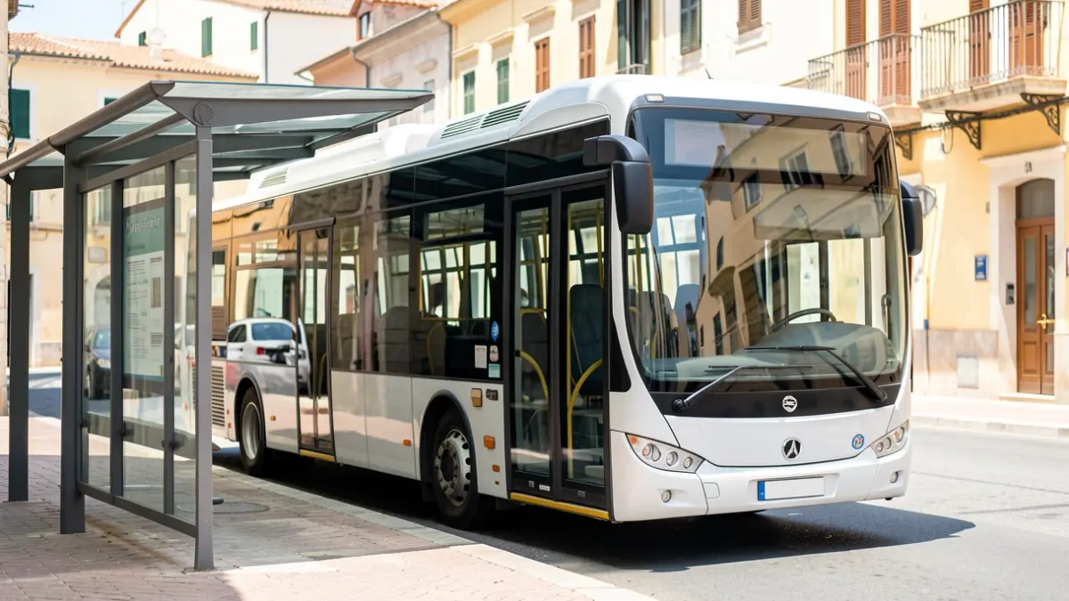 Imatge genèrica d'un autobús urbà modern en una parada.