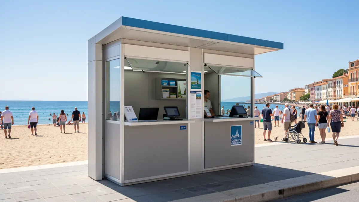 Imatge genèrica d'un punt d'informació turística a la platja.