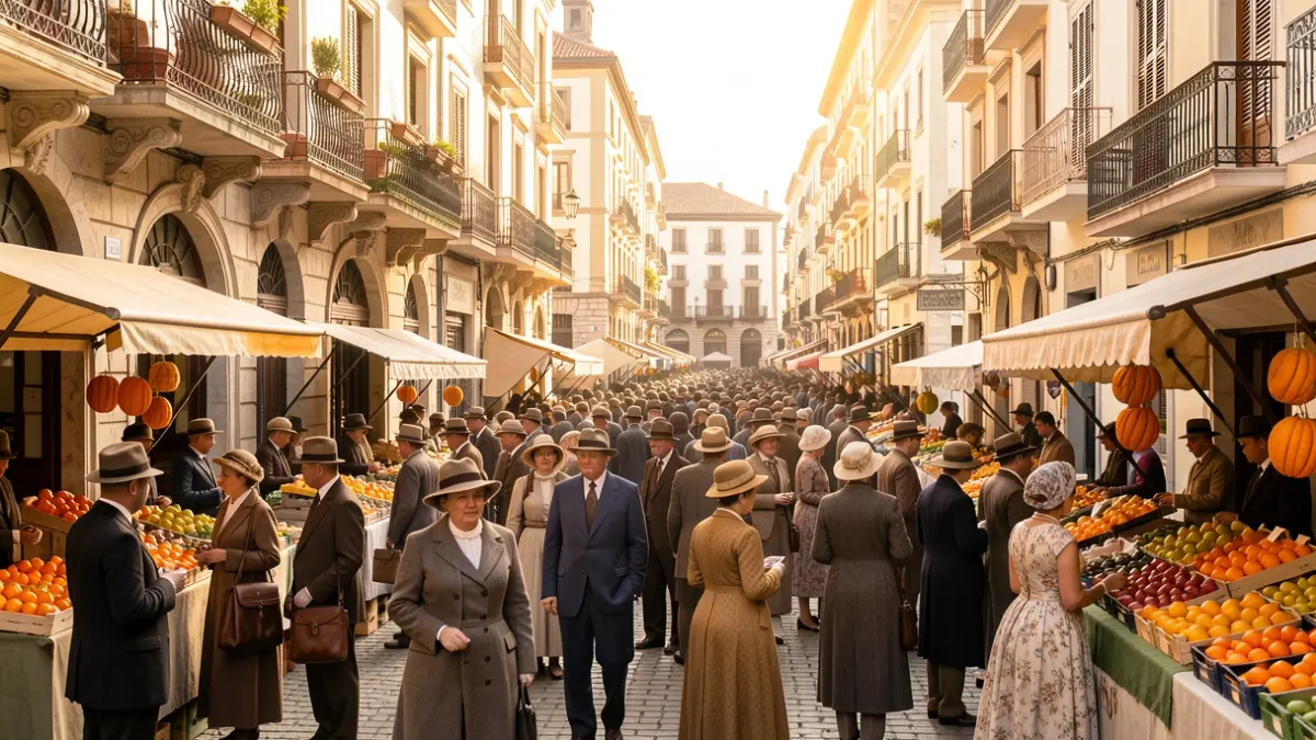 Generic image of a modernist fair with historical reenactments.