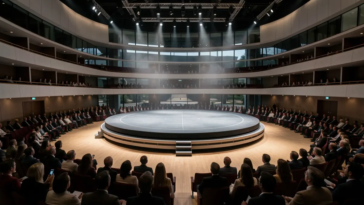 Imagen genérica de un escenario de ópera con un gran anillo giratorio.