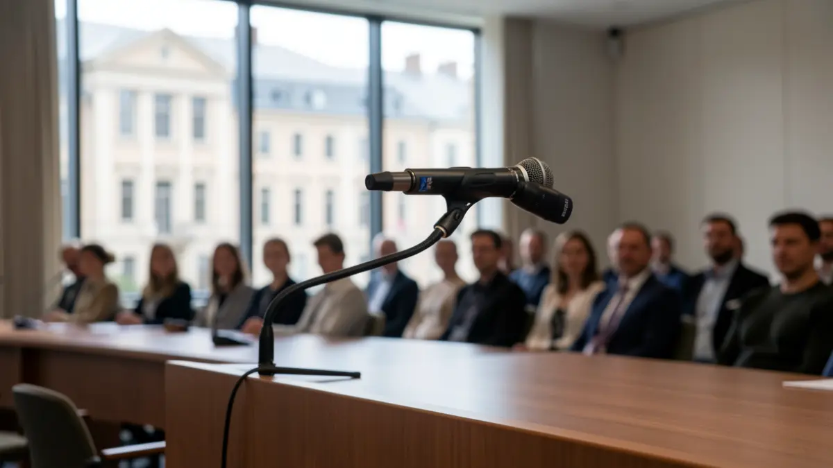 Generic image of a microphone on a podium.