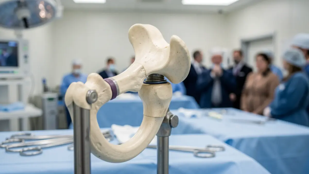 Generic image of a hip prosthesis in a surgical setting.