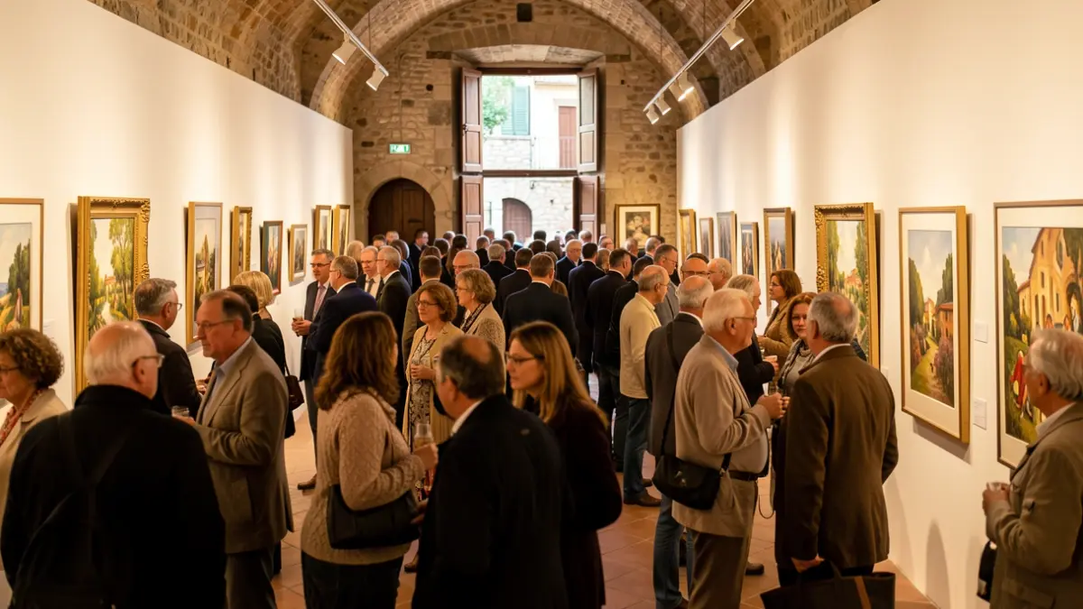 Imagen genérica de una galería de arte llena de gente.