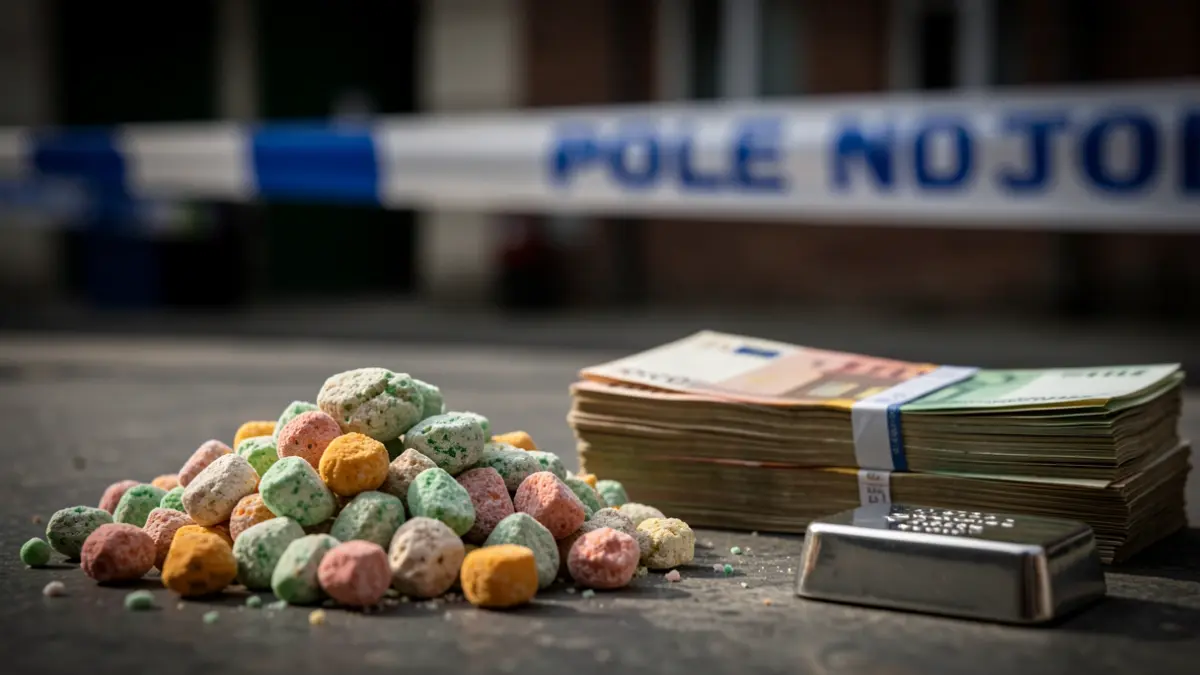 Imatge genèrica de drogues, diners i armes intervingudes per la policia.