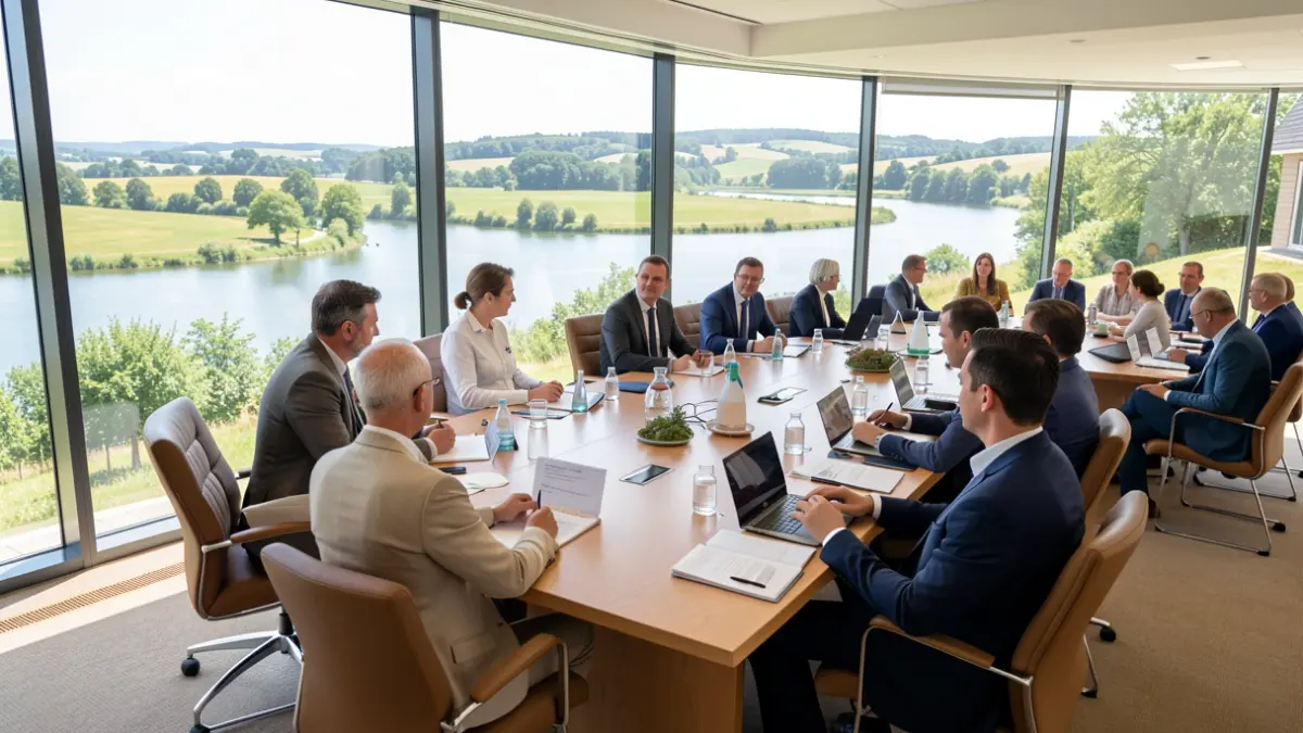 Imatge genèrica d'una reunió sobre gestió hídrica en un entorn natural.