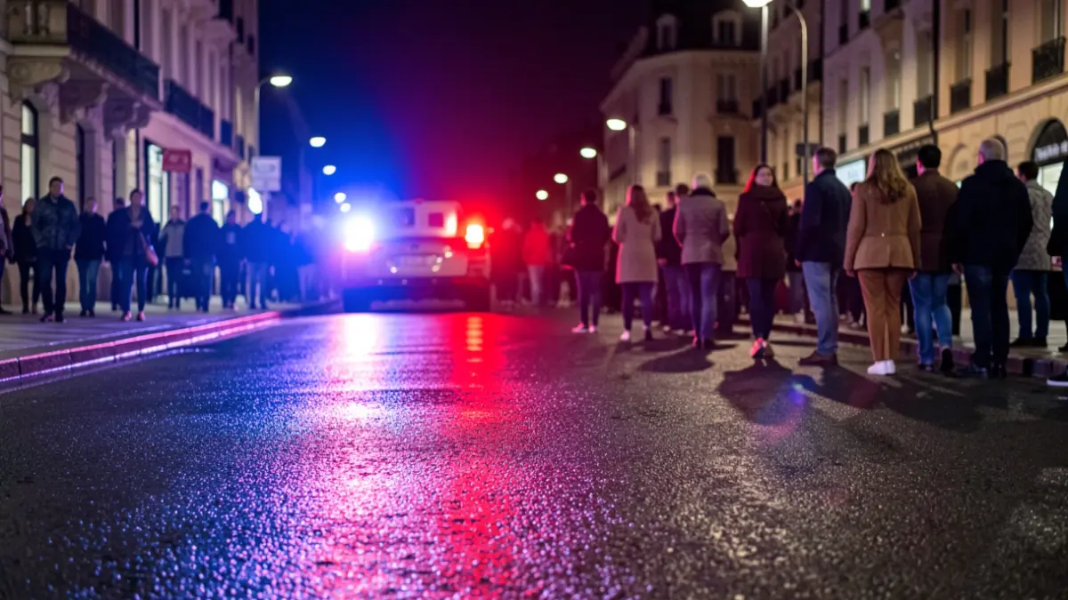 Imagen genérica de luces de emergencia policial reflejadas en el asfalto.