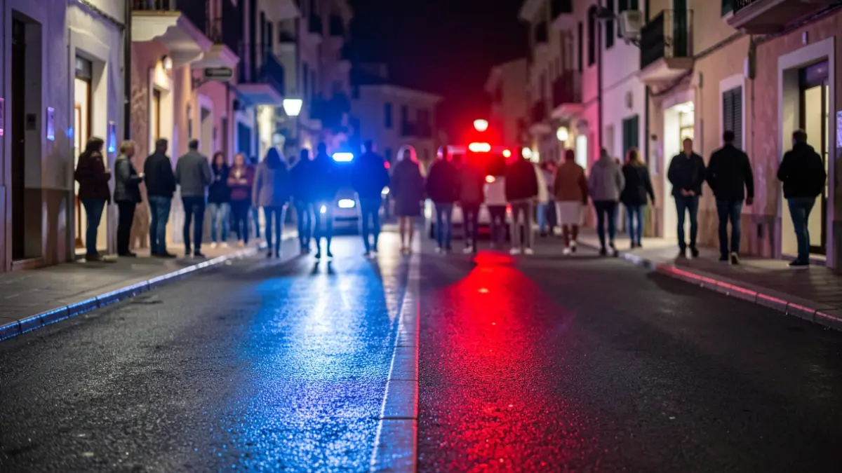 Generic image of police emergency lights reflecting on wet asphalt.